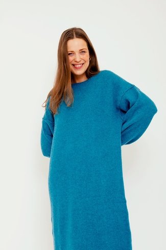 Knitted Alpaca Sweater Dress Petrol Sweet Like You