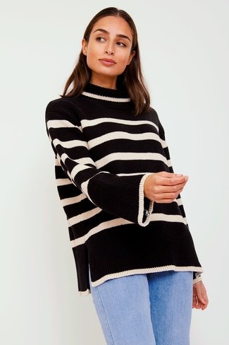 Fanning Stripe Sweater Black Neo Noir