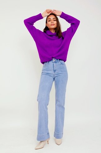 Wide Sleeve Turtleneck Sweater Purple Orla Antwerp