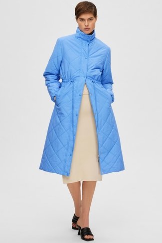 Slffrila Quilted Coat Blue Selected Femme