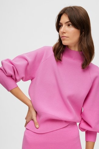 Slfmerle High Neck Sweater Pink Selected Femme