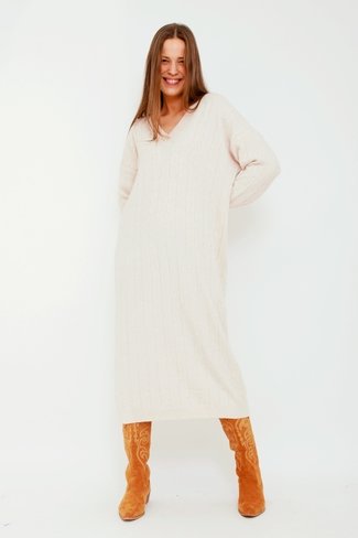 Cable Knit Sweater Dress Cream Sweet Like You