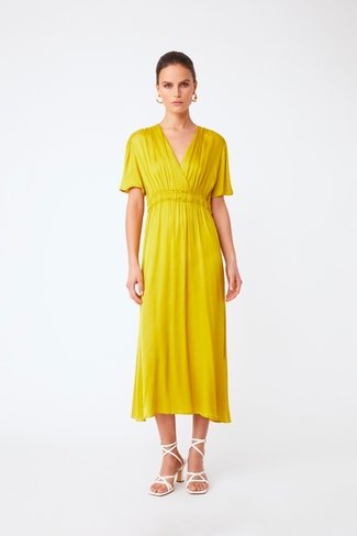Cosima Midi Dress Lemon Yellow Suncoo Paris