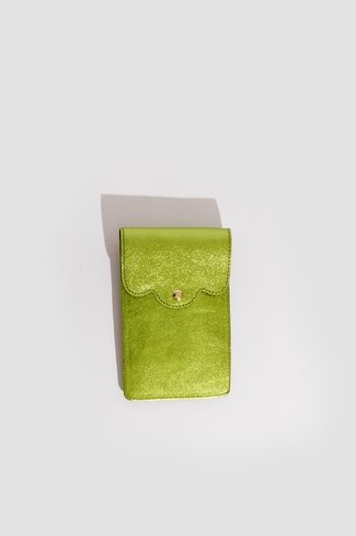 Metallic Scalloped Phone Bag Lime Green Sweet Like You