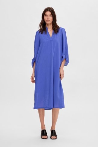 Slfinna Textured Midi Dress Blue Selected Femme