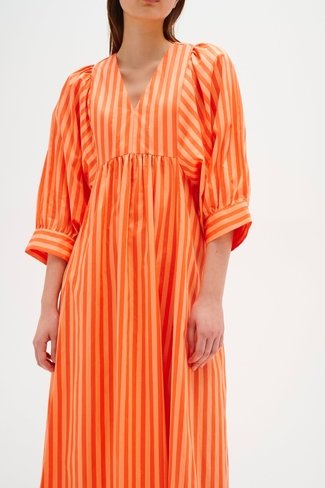 Deix Striped Dress Orange In Wear