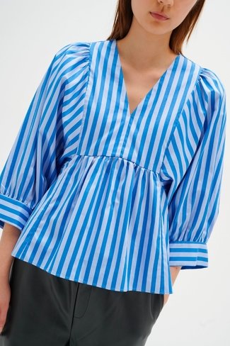 Deix Striped Blouse Light Blue In Wear