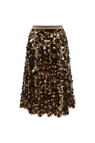 Yasregain Sequin Skirt Gold/ Black YAS