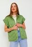 Sleeveless Satin Quilted Jacket Green Sweet Like You