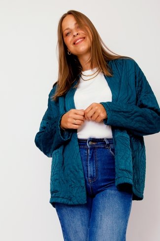 Satin Quilted Jacket Petrol Sweet Like You