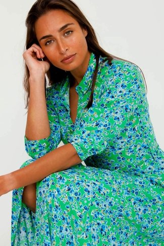 Floral 3/4 Sleeve Maxi Dress Green/ Blue Sweet Like You
