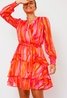 Dennie Blurred Stripe Dress Orange Pink Mix Neo Noir