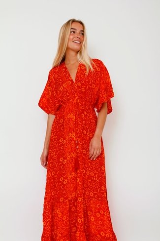 Floral Palma Dress Orange/ Red Sweet Like You
