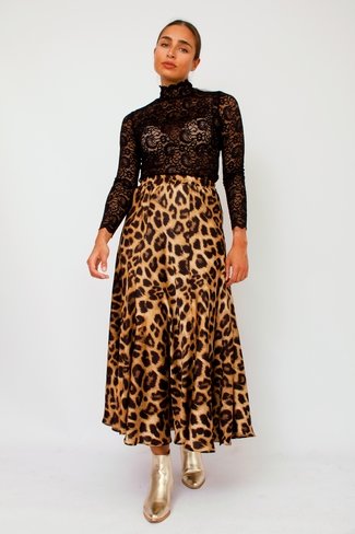 Leopard Satin Skirt Mix Sweet Like You
