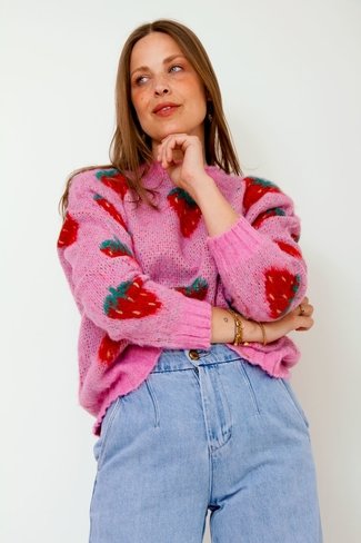 Strawberry Cilia Sweater Pink Mix Noella