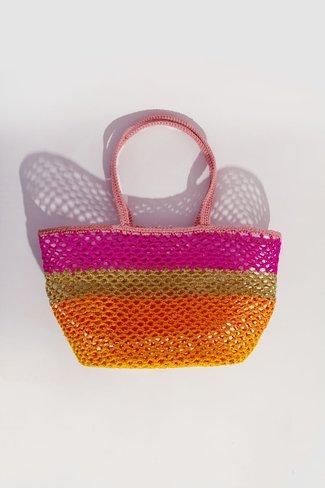 Summer Crochet Basket Bag Pink Mix Sweet Like You