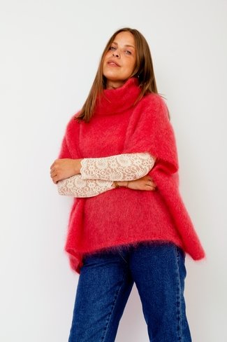 Mohair Turtleneck Sweater Pink Sweet Like You