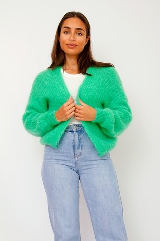 Short Knitted Cardigan Green Sweet Like You