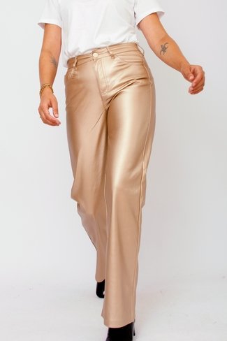 Barbara Faux Leather Pants Gold Sweet Like You