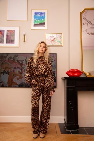 Austin Regular Fit Pants Leopard Print Studio Amaya