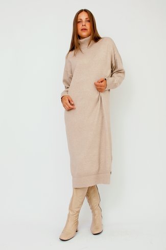 Odanna Rachelle Knit Dress Trench Coat Melange Beige Moss Copenhagen