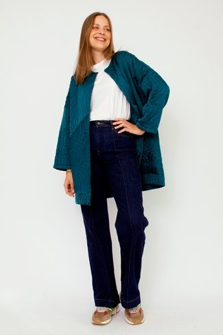 Satin Quilted Midi Jacket Teal Sweet Like You