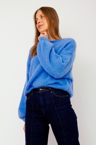 Soft Puff Sleeve Sweater Blue Sweet Like You