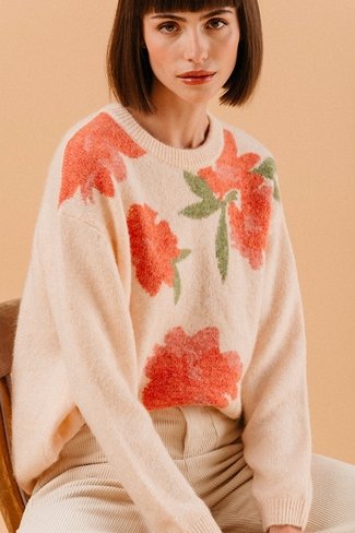 Luzerne Floral Sweater Beige Grace and Mila