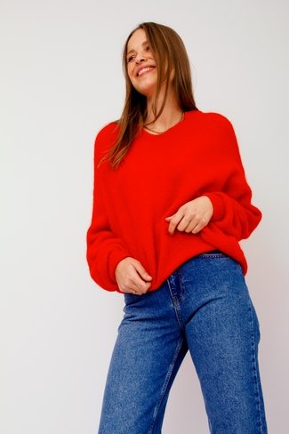 Louise V-Neck Sweater Red Sweet Like You