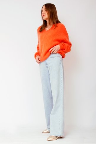 Louise V-Neck Sweater Orange Sweet Like You