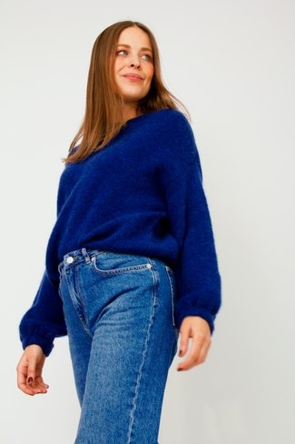 Soft Puff Sleeve Sweater Dark Blue Orla Antwerp