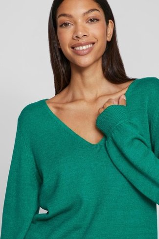 Viril V-Neck Sweater Ultramarine Green Vila