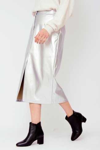 Visilver Coated Skirt Silver Vila