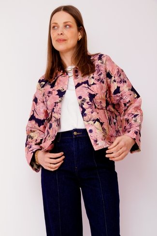 Kelly Floral Lurex Jacket Pink Studio Amaya