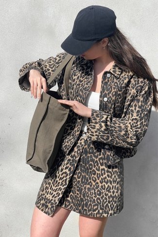 Kendra Leopard Mini Skirt Brown Neo Noir