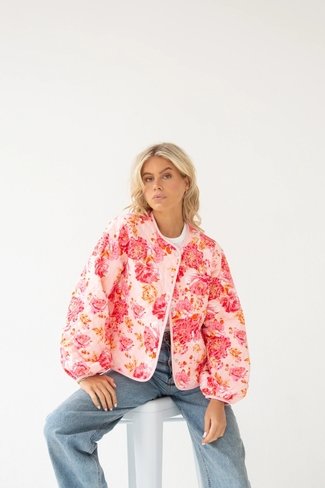 Fanny Quilted Floral Jacket Pink Studio Amaya