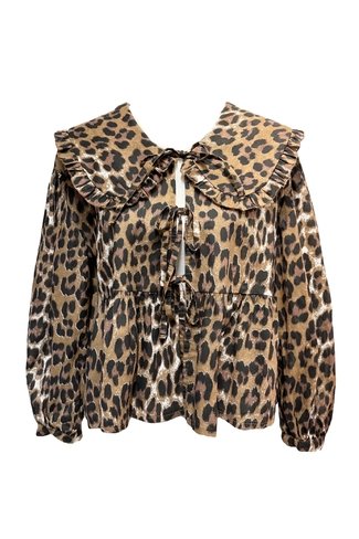 Collar Leopard Ruffle Top Brown Sweet Like You