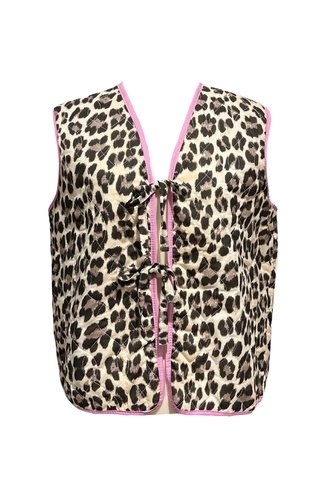 Pink Trim Sleeveless Jacket Leopard Sweet Like You