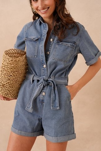 Colombe Jeans Denim Playsuit Blue Sweet Like You